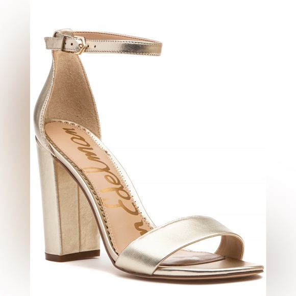 Sam Edelman Yaro Block Heel Light Gold Size 7.5 - Picture 2 of 5